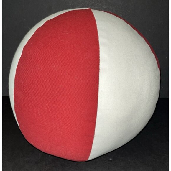 Beach Ball Round Accent Pillow Throw Red White Wilkinsons 12" Round Summer Decor - Picture 2 of 5